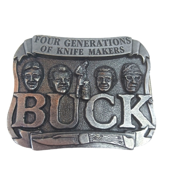 Buck knife belt buckle Vtg 4 generations Smoky mtn knife works - Picture 1 of 5